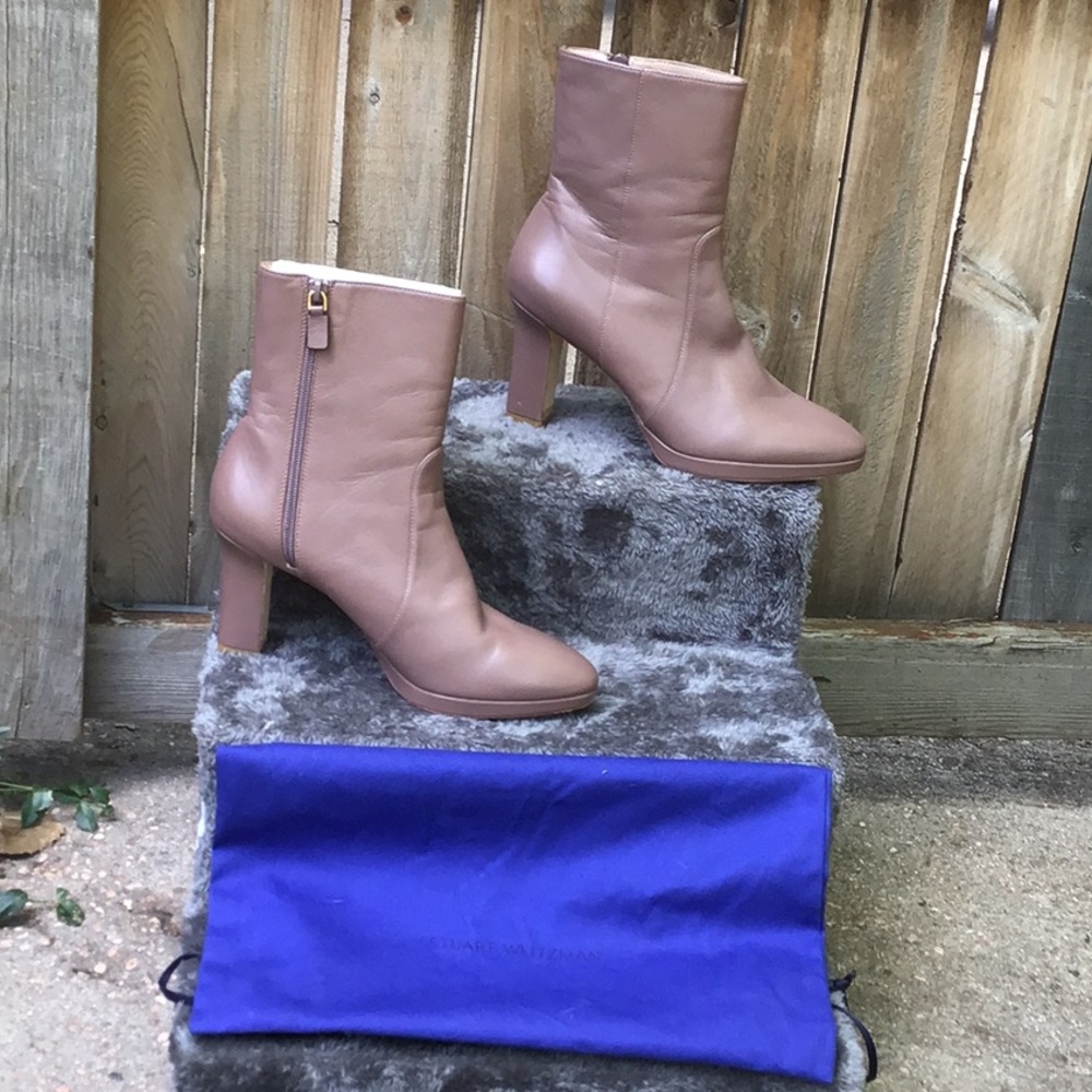 Stuart Weitzman tan leather boots. 4” heel.